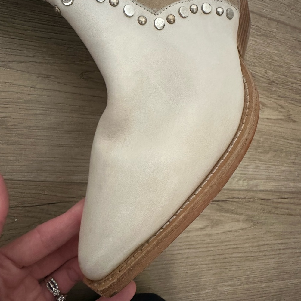 Free People Jaxon Studded western boots leather suede 37 women’s 6.5 New white - Picture 12 of 15